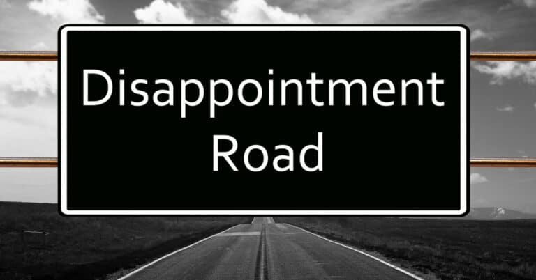 Road to disappointment sign